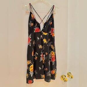 Floral silky slip dress, size M